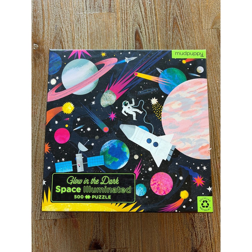 Mudpuppy Glow in the Dark Space Illuminated 500 Piece Puzzle Kids Cosmos 20x20